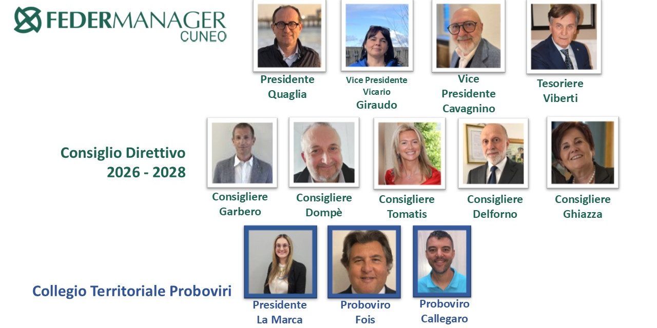 Consiglio Direttivo Federmanager Cuneo e Collegio Territoriale dei Proboviri Consiglio Direttivo Federmanager Cuneo e Collegio Territoriale dei Proboviri